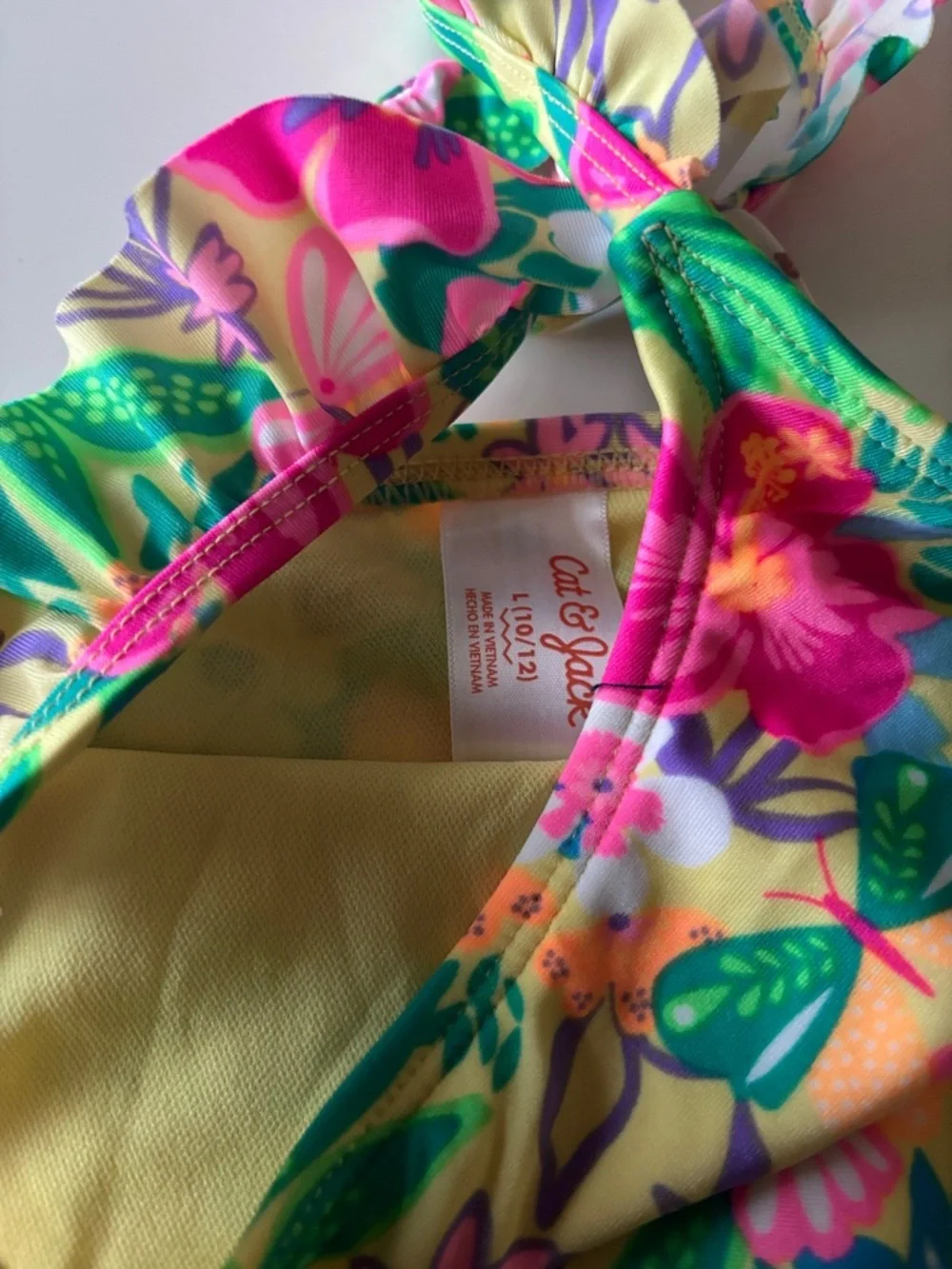 Cat & Jack Girls Floral Bikini Top - Pink, Green, Blue, Yellow